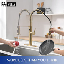 Load image into Gallery viewer, Fapully Touchless Kitchen Faucet with Pull Down Sprayer, Brushed Gold Motion Sensor Smart Commercial Single Handle Single Hole Faucet for Kitchen Sink