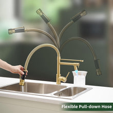 Load image into Gallery viewer, Fapully LED Kitchen Sink Faucet with Pull Down Sprayer Brushed Gold