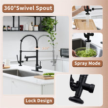 Load image into Gallery viewer, Fapully LED Kitchen Faucet with Pull Down Sprayer,Commercial Matte Black Kitchen Sink Faucet with Deck Plate