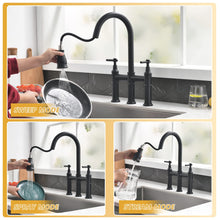 Load image into Gallery viewer, Fapully Bridge Kitchen Faucet with Pull Down Sprayer Matte Black