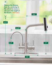 Load image into Gallery viewer, Fapully Pull-Down Kitchen Faucets, 3 Way Kitchen Sink Faucet with Pull Down Sprayer and Drinking Water Faucet, Include Deck Plate for 1 or 3 Holes Brushed Nickel
