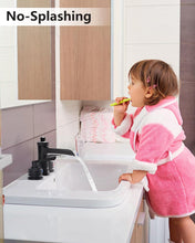 Load image into Gallery viewer, Fapully Matte Black Bathroom Sink Faucet, Waterfall Bathroom Faucets 3 Hole, 8 Inch Widespread Bathroom Faucet with Pop-up Drain, 2-Handle Faucet for Bathroom Sink Vanity RV