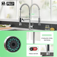 Load image into Gallery viewer, Fapully Kitchen Sink Faucets Robinet Cuisine Contemporary Spring Single Handle with Pull Down Sprayer Chrome