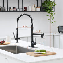 Load image into Gallery viewer, Fapully LED Kitchen Faucet with Pull Down Sprayer,Commercial Matte Black Kitchen Sink Faucet with Deck Plate