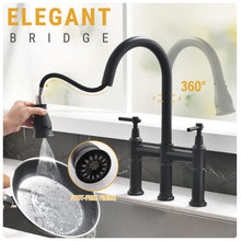 Load image into Gallery viewer, Fapully Bridge Kitchen Faucet with Pull Down Sprayer Matte Black