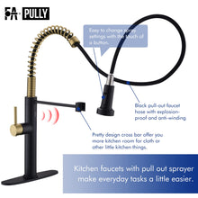 Load image into Gallery viewer, Fapully Touchless Kitchen Faucet with Pull Down Sprayer,Black and Gold Sensor Commercial Pull-Down Single Handle Kitchen Sink Faucet