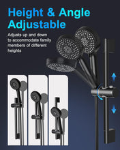 Load image into Gallery viewer, Fapully 10-Inch Shower System, Slide Bar Shower Faucets Sets Complete Round Shower Heads and 5-Spray Handheld Combo, Wall Mounted Matte Black Shower Faucet with Valve and Trim Kit