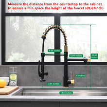 Load image into Gallery viewer, Fapully Black&Gold Kitchen Faucet with Sprayer,Commercial Pull Down Kitchen Faucet for Kitchen Sink
