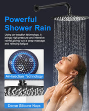 Load image into Gallery viewer, Fapully 10-Inch Shower System, Slide Bar Shower Faucets Sets Complete Round Shower Heads and 5-Spray Handheld Combo, Wall Mounted Matte Black Shower Faucet with Valve and Trim Kit