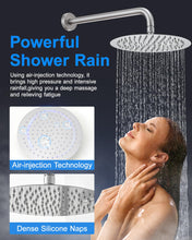 Load image into Gallery viewer, Fapully Wall Mounted 10-inch Shower System, Shower Faucets Sets Complete Round Shower Heads and Faucet Set with 6-Spray Handheld and Slide Bar Combo Included Valve and Trim Kit, Brushed Nickel