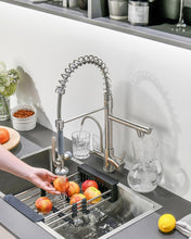 Load image into Gallery viewer, Fapully Commercial 3 Way Kitchen Faucets with Pull Down Sprayer and Water Filler,3 in 1 Kitchen Sink Faucet with Drinking Water Faucet Brushed Nickel
