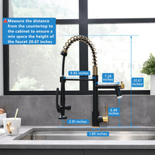 Load image into Gallery viewer, Fapully LED Kitchen Faucet with Pull Down Sprayer,Black&Gold Commercial Kitchen Faucet for Kitchen Sink
