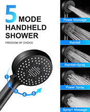 Load image into Gallery viewer, Fapully 10-Inch Shower System, Slide Bar Shower Faucets Sets Complete Round Shower Heads and 5-Spray Handheld Combo, Wall Mounted Matte Black Shower Faucet with Valve and Trim Kit