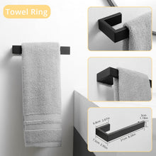 Load image into Gallery viewer, Fapully 23.6-Inch 6 Piece Bathroom Hardware Accessories Set Stainless Steel Wall Mounted Matte Black Include Towel Bar,Hand Towel Holder,Toilet Paper Holder,Robe Towel Hook,Coat Hook,Towel bar Set.