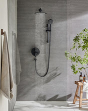 Load image into Gallery viewer, Fapully 10-Inch Shower System, Slide Bar Shower Faucets Sets Complete Round Shower Heads and 5-Spray Handheld Combo, Wall Mounted Matte Black Shower Faucet with Valve and Trim Kit