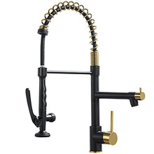 Load image into Gallery viewer, Fapully Black&Gold Kitchen Faucet with Sprayer,Commercial Pull Down Kitchen Faucet for Kitchen Sink