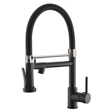 Load image into Gallery viewer, Pull Down Kitchen Faucet with Spyraer,Fapully Commercial Black Spring Kitchen Sink Faucet with Brushed Nickel