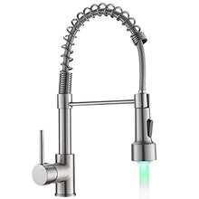 Load image into Gallery viewer, Kitchen Faucet,Fapully Single Handle Faucet for Kitchen Sink,Brushed Nickel Pull Down Kitchen Faucet with LED Light