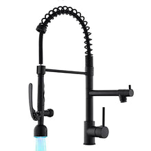 Load image into Gallery viewer, Fapully Black Kitchen Faucet with Pull Down Sprayer,Commercial LED Kitchen Faucet,Single Handle Single Hole Kitchen Sink Faucet
