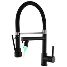 Load image into Gallery viewer, Black Kitchen Faucet,Fapully Single Handle Pull Down Kitchen Faucet with Sprayer,LED Facuet for Kitchen Sink