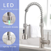 Load image into Gallery viewer, Kitchen Faucet,Fapully Single Handle Faucet for Kitchen Sink,Brushed Nickel Pull Down Kitchen Faucet with LED Light