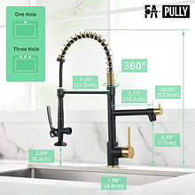 Load image into Gallery viewer, Fapully Black&Gold Kitchen Faucet with Sprayer,Commercial Pull Down Kitchen Faucet for Kitchen Sink