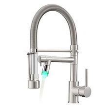 Load image into Gallery viewer, Fapully Kitchen Faucets with Pull Down Sprayer,Commercial Single Handle Kitchen Sink Faucet with LED Light,Brushed Nickel