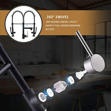 Load image into Gallery viewer, Pull Down Kitchen Faucet with Sprayer,Fapully Commercial Matte Black&Brushed Nickel Kitchen Sink Faucets