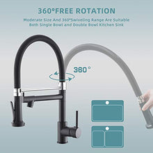 Load image into Gallery viewer, Pull Down Kitchen Faucet with Spyraer,Fapully Commercial Black Spring Kitchen Sink Faucet with Brushed Nickel