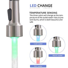 Load image into Gallery viewer, Kitchen Faucet,Fapully Single Handle Faucet for Kitchen Sink,Brushed Nickel Pull Down Kitchen Faucet with LED Light