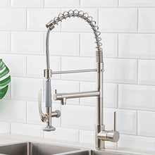 Load image into Gallery viewer, Fapully Commercial Pull Down Kitchen Sink Faucet with Sprayer Brushed Nickel