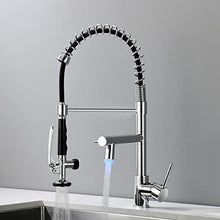 Load image into Gallery viewer, Fapully Kitchen Faucet with Pull Down Sprayer,Commercial Single Handle Kitchen Sink Faucet with LED Light