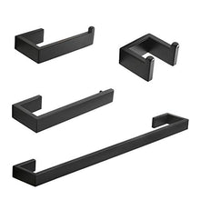 Load image into Gallery viewer, Fapully 4-Piece Bathroom Hardware Accessory Set with 24&quot; Towel Bar Towel Ring Paper Holder Robe Hook Matte Black
