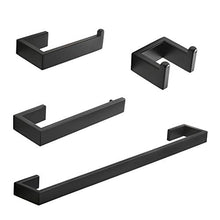 Load image into Gallery viewer, Fapully 4-Piece Bathroom Hardware Accessory Set with 24" Towel Bar Towel Ring Paper Holder Robe Hook Matte Black