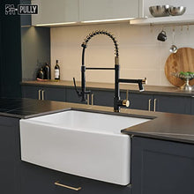 Load image into Gallery viewer, Fapully LED Kitchen Faucet with Pull Down Sprayer,Black&Gold Commercial Kitchen Faucet for Kitchen Sink