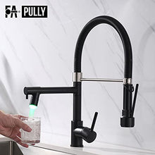 Load image into Gallery viewer, Black Kitchen Faucet,Fapully Single Handle Pull Down Kitchen Faucet with Sprayer,LED Facuet for Kitchen Sink