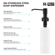Load image into Gallery viewer, Fapully Built in Soap Dispenser,Stainless Steel 17OZ Dsih Soap Dispenser or Lotion for Kitchen Sink Matte Black