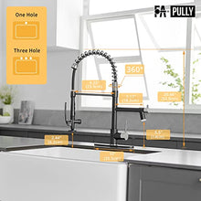 Load image into Gallery viewer, Fapully Kitchen Faucet,Black&Brushed Nickel Kitchen Faucet with Pull Down Sprayer,Commercial Kitchen Faucet with LED Light and Deck Plate