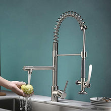 Load image into Gallery viewer, Fapully Commercial Pull Down Kitchen Sink Faucet with Sprayer Brushed Nickel