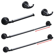 Load image into Gallery viewer, Fapully 5 Pieces Black Bathroom Accessories Set,Wall Mounted SUS304 Stainless Steel Adjustable Bathroom Hardware Set-Included Retractable 13.8"-21.9'' Towel Bar,Paper Towel Holder and Robe Hook