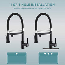 Load image into Gallery viewer, Pull Down Kitchen Faucet with Spyraer,Fapully Commercial Black Spring Kitchen Sink Faucet with Brushed Nickel
