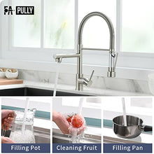 Load image into Gallery viewer, Fapully Pull Down Kitchen Faucet with Lock Sprayer,Single Handle Spring Stainless Steel Kitchen Sink Faucet Brushed Nickel