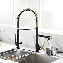 Load image into Gallery viewer, Fapully Black&Gold Kitchen Faucet with Sprayer,Commercial Pull Down Kitchen Faucet for Kitchen Sink