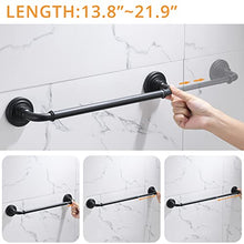 Load image into Gallery viewer, Fapully 5 Pieces Black Bathroom Accessories Set,Wall Mounted SUS304 Stainless Steel Adjustable Bathroom Hardware Set-Included Retractable 13.8"-21.9'' Towel Bar,Paper Towel Holder and Robe Hook
