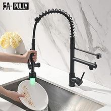 Load image into Gallery viewer, Fapully Black Kitchen Faucet with Pull Down Sprayer,Commercial LED Kitchen Faucet,Single Handle Single Hole Kitchen Sink Faucet