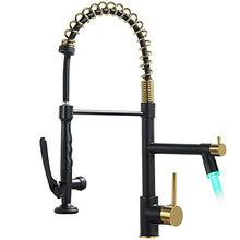 Load image into Gallery viewer, Fapully LED Kitchen Faucet with Pull Down Sprayer,Black&Gold Commercial Kitchen Faucet for Kitchen Sink