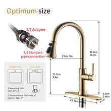 Load image into Gallery viewer, Fapully Touch Kitchen Faucets with Pull Down Sprayer, Single Handle Stainless Steel Brushed Gold Kitchen Sink Faucet with Pull Out Sprayer and Hole Cover