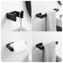Load image into Gallery viewer, Fapully 16-Inch Black Bathroom Accessories Set,Stainless Steel 4 Piece Bathroom Hardware Set with Towel Rack,Towel Holder,Toilet Paper Holder,Robe Hook for Bathroom,Accesorios para Baños