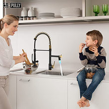 Load image into Gallery viewer, Fapully LED Kitchen Faucet with Pull Down Sprayer,Black&Gold Commercial Kitchen Faucet for Kitchen Sink