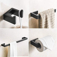 Load image into Gallery viewer, Fapully 4-Piece Bathroom Hardware Accessory Set with 24" Towel Bar Towel Ring Paper Holder Robe Hook Matte Black